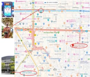エディオンアリーナ大阪 難波(なんば)付近 格安ホテル ナンバプラザホテル アクセス地図2